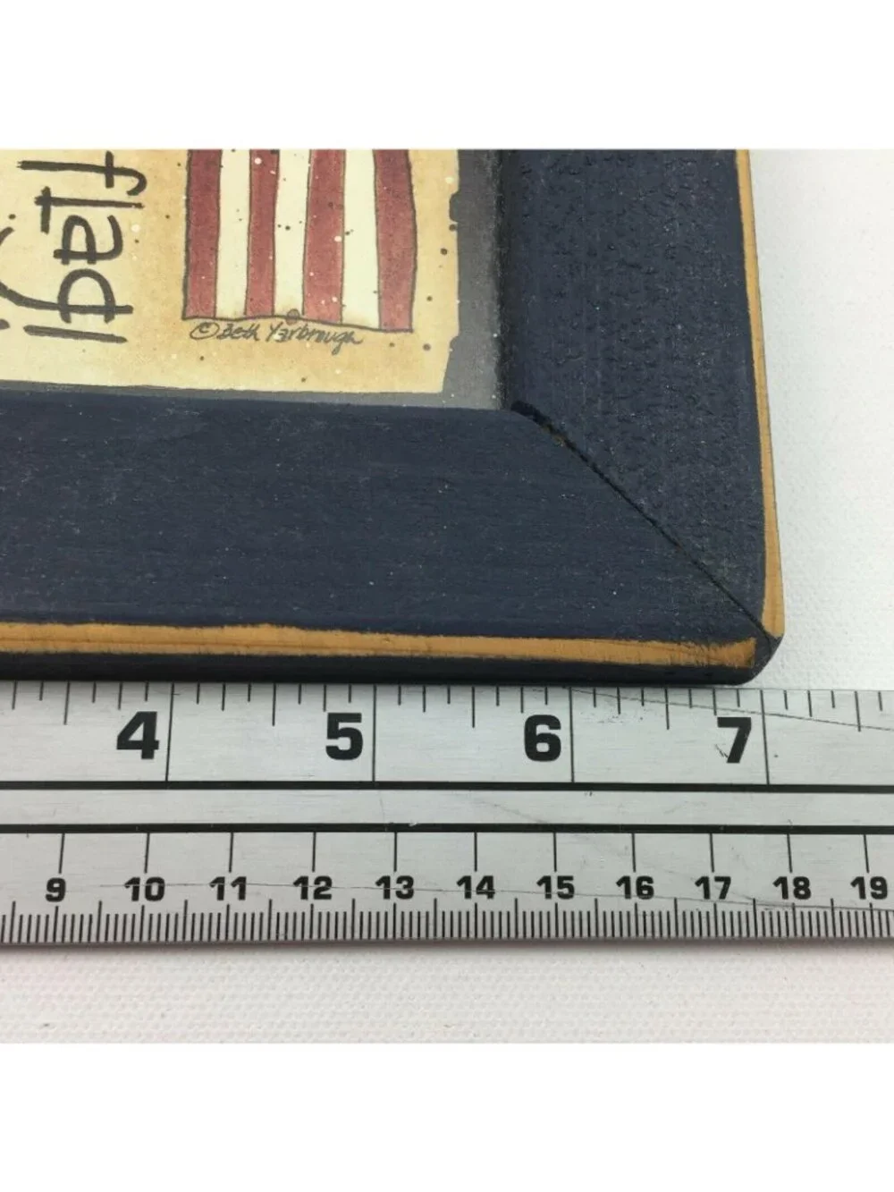 Americana Home Decor Art Frame Navy Blue It Is A Grand Old Flag! Red White Vine